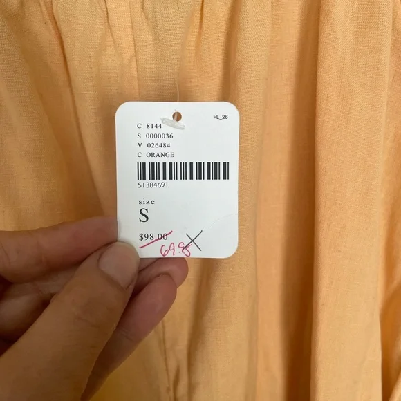 NWT Free People Off-Shoulder Nalani Jumpsuit in Light Orange Sz S - Picture 3 of 12